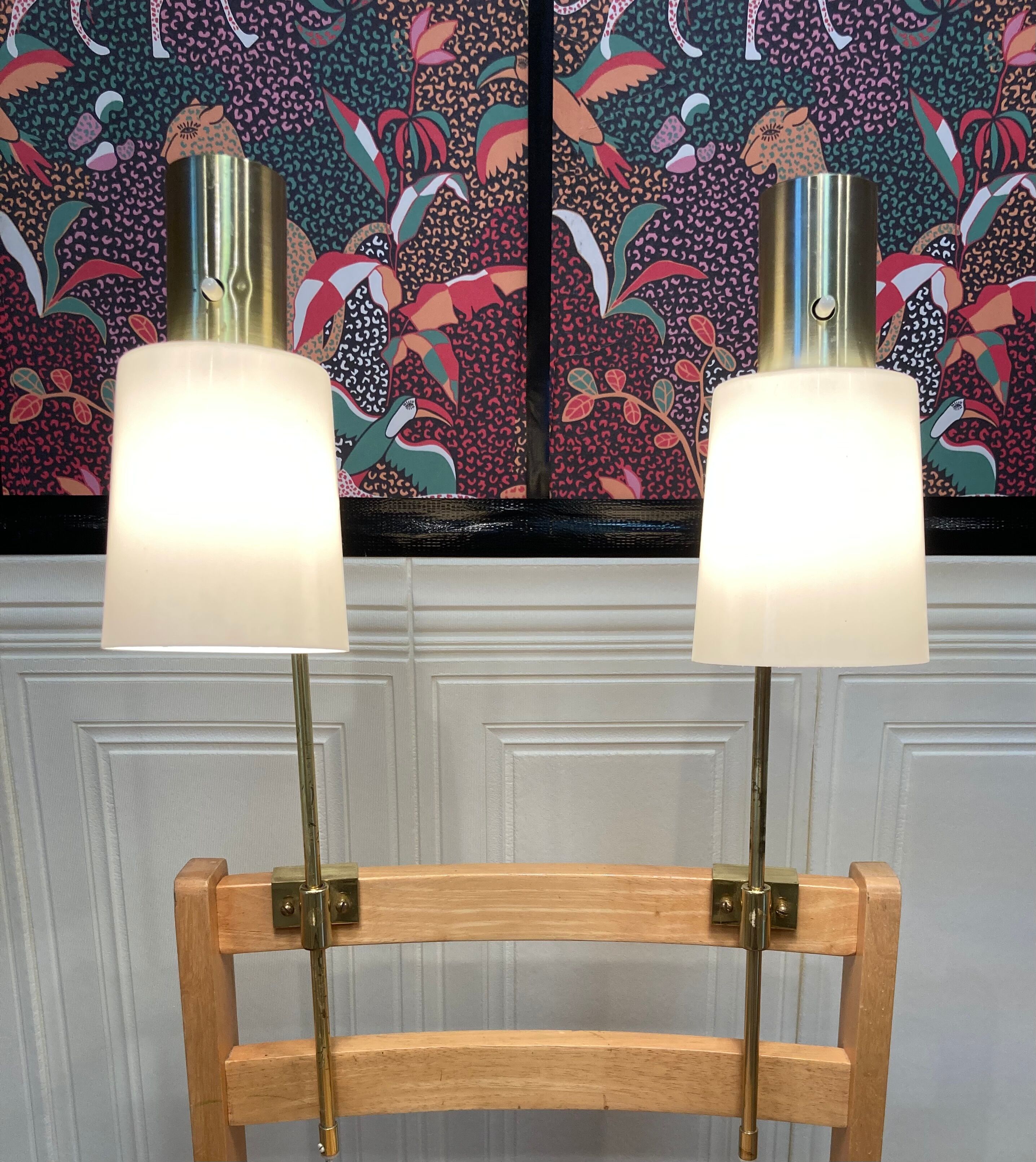 Pair of large modulable industrial lamps 1950.