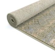 Tapis oriental vert et beige style vintage en Laine