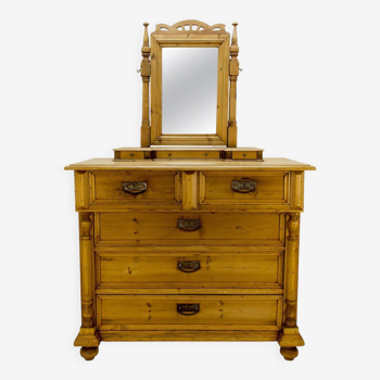 Commode en pin baltique de style art nouveau avec miroir