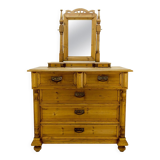 Art nouveau style baltic pine chest of drawers with mirror