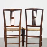 Lot de 4 chaises de salle à manger anglaises anciennes du XIXe siècle avec assises en osier