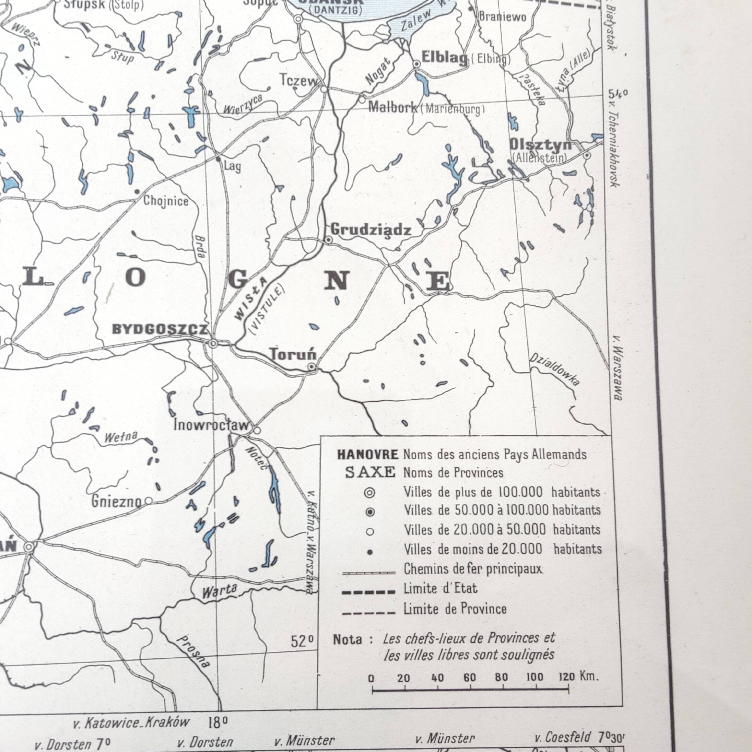 Old Germany map 43x43cm from 1950