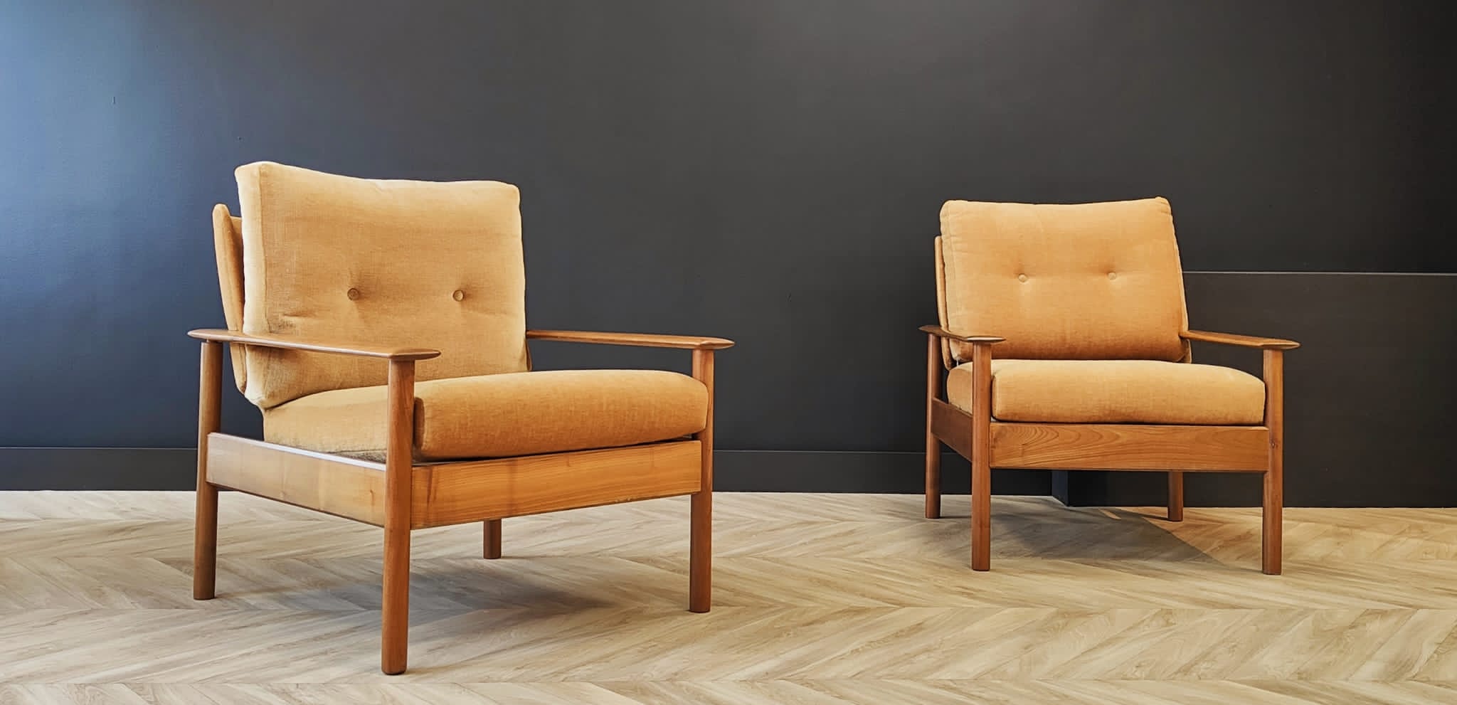 Two mid century armchairs vintage