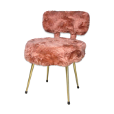 Chaise moumoute rose