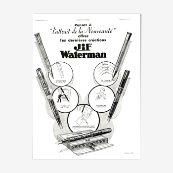 Affiche vintage années 30 Stylo Jif Waterman