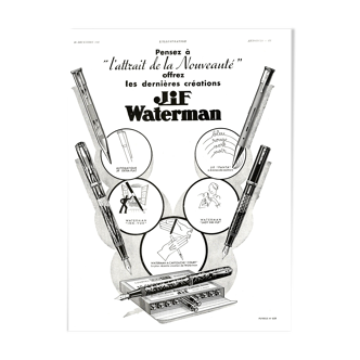 Affiche vintage années 30 Stylo Jif Waterman