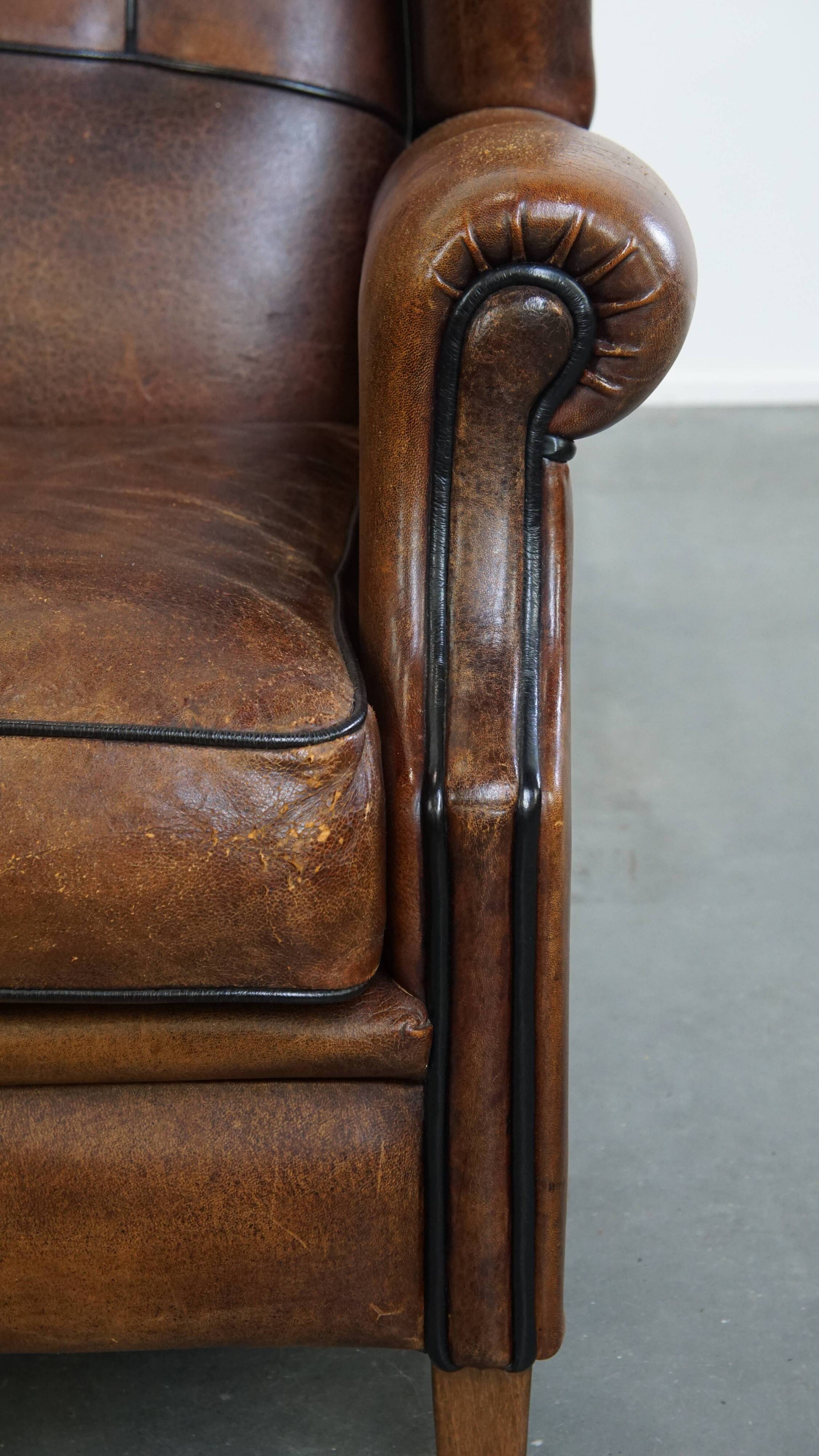 Fauteuil vintage en cuir de mouton Miste