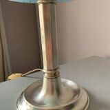 Antique table lamp with silver base and Clichy glass