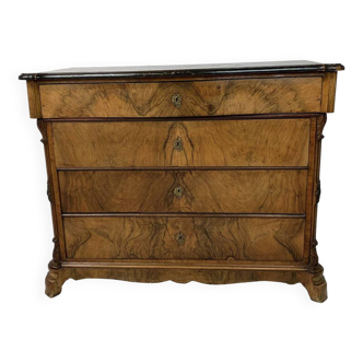 Commode XIXème en noyer poli