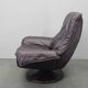 Italian dark purple leather swivel lounge chair, 1980s