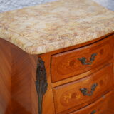 Pair of inlaid Tables of bedside shelf marble Louis XV