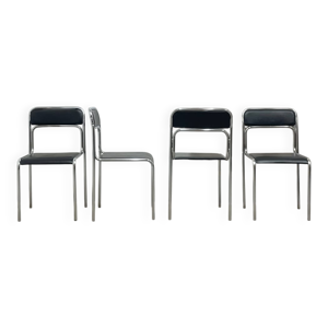 4 Chaises en métal chromé