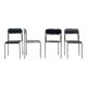 4 Chaises en métal chromé et skaï noir, 1990