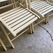 Extra folding chair / garden chair / vintage white lacquered solid wood office chair