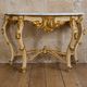 Louis XV style console – Cream and gold lacquered wood – Marble top