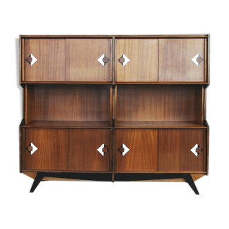 Buffet en teck moderne Rockabilly avec motifs, années 1950