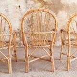 Three vintage rattan chairs