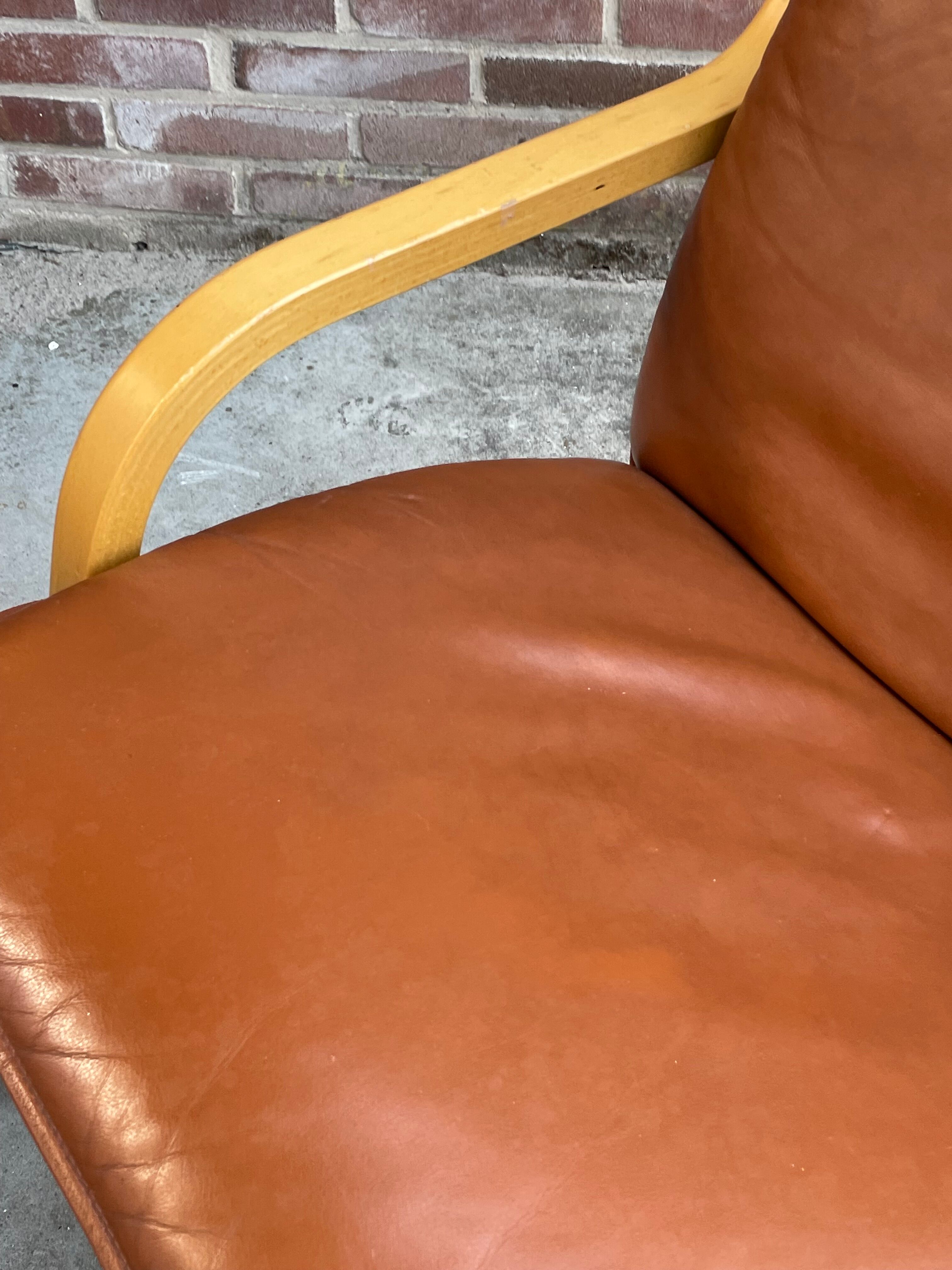 Vintage Danish armchair cognac leather by Stouby