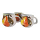 Trio of vintage Italian earthenware mugs, hand-painted – pear motif