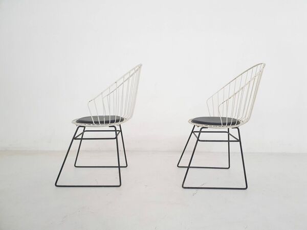 Chaises en fil de fer D. Dekker pour Tomado, Pays-Bas, années 1950