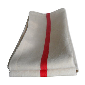 Set of two old tea towels in pure linen