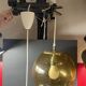 Pair of vintage smoked glass ball pendant lights from Biot glassworks