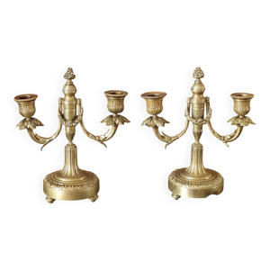 paire de bougeoirs en - bronze