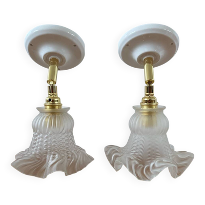 Paire d’appliques tulipes vintage