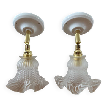 Paire d’appliques tulipes vintage