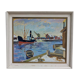 Mid Century Swedish Harbour Boat Oil Painting - 'Sunset Harbour'
