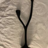 Pair of black candlesticks art deco in steel Habitat 1970