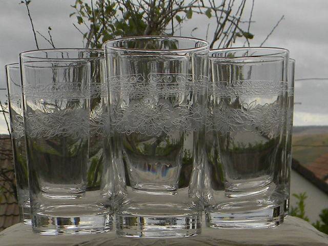 Lot de 6 verres à orangeade en cristal d'arques. modèle matignon.