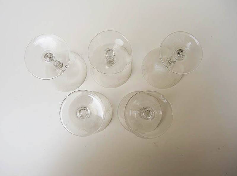 8 Old Art Deco Stemmed Glasses