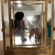 Antique oak mirror, rockwork style, early 20th century.