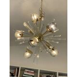 Contemporary Mid-Century Modern Style Sputnik Blue Murano Glass Chandelier