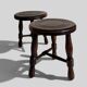 Mid-Century Chestnut Wood Stools Attributed to Charles Dudouyt, 1950s