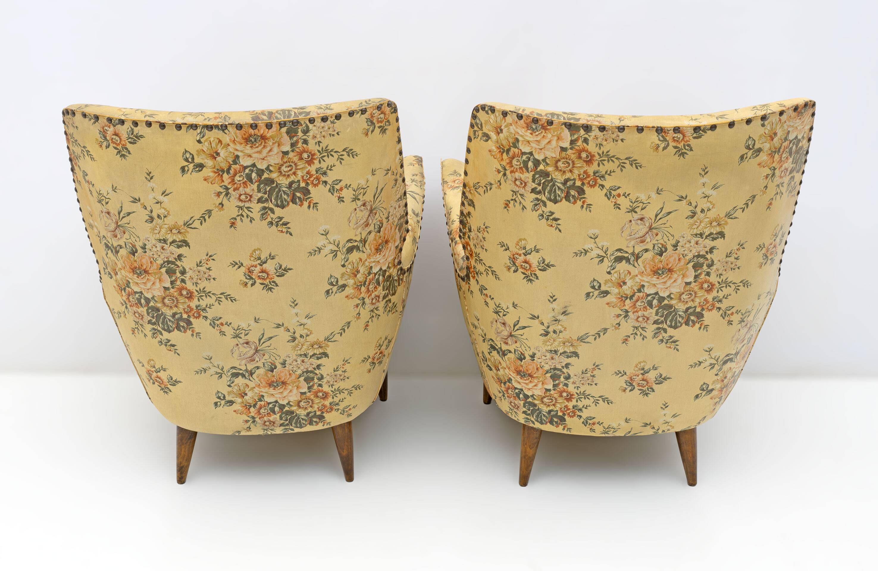 Attributed to Gio Ponti Mid-Century Modern Italian Armchairs by ISA, 1950s