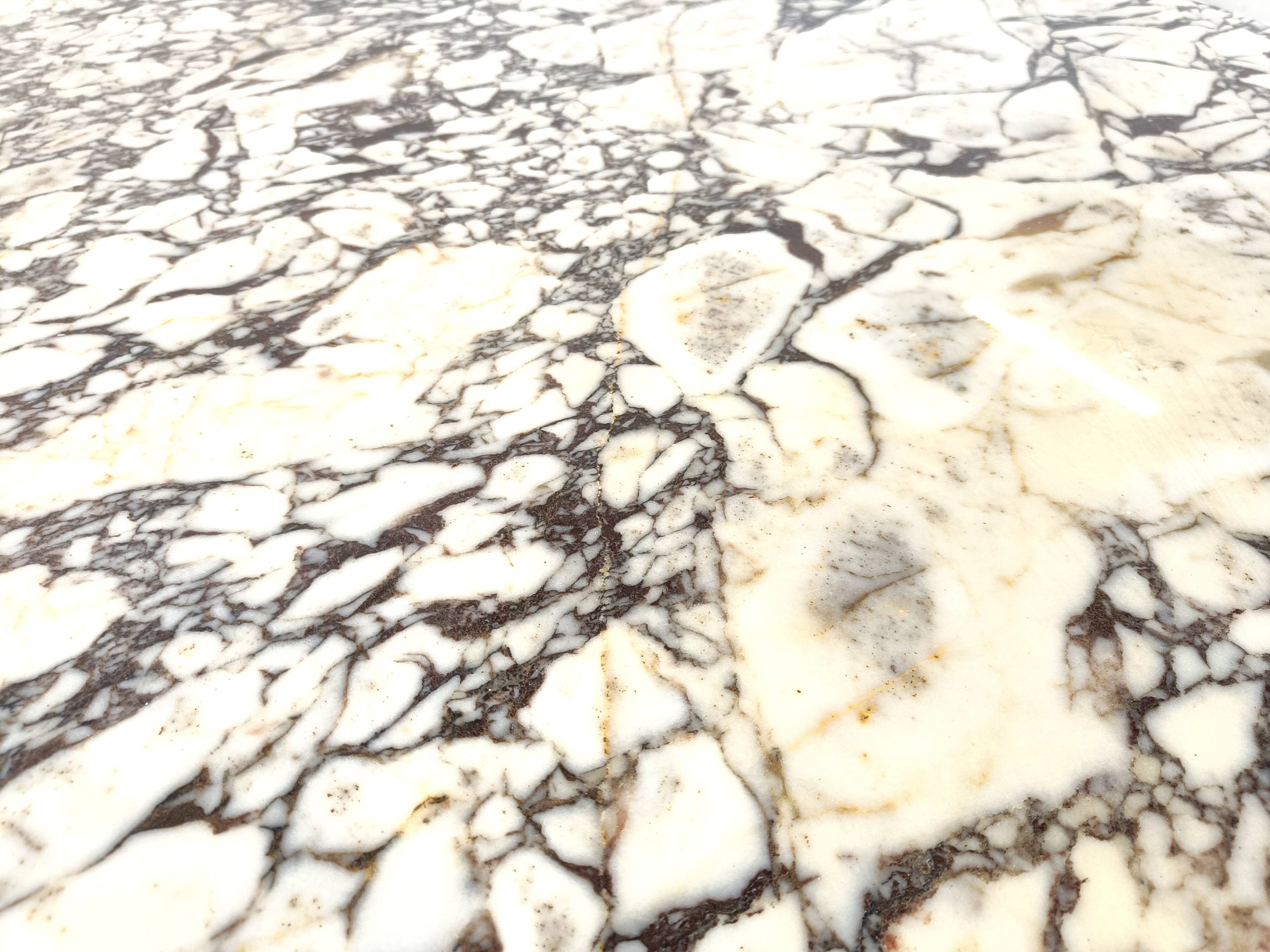 Vintage round marble dining table, 1970s