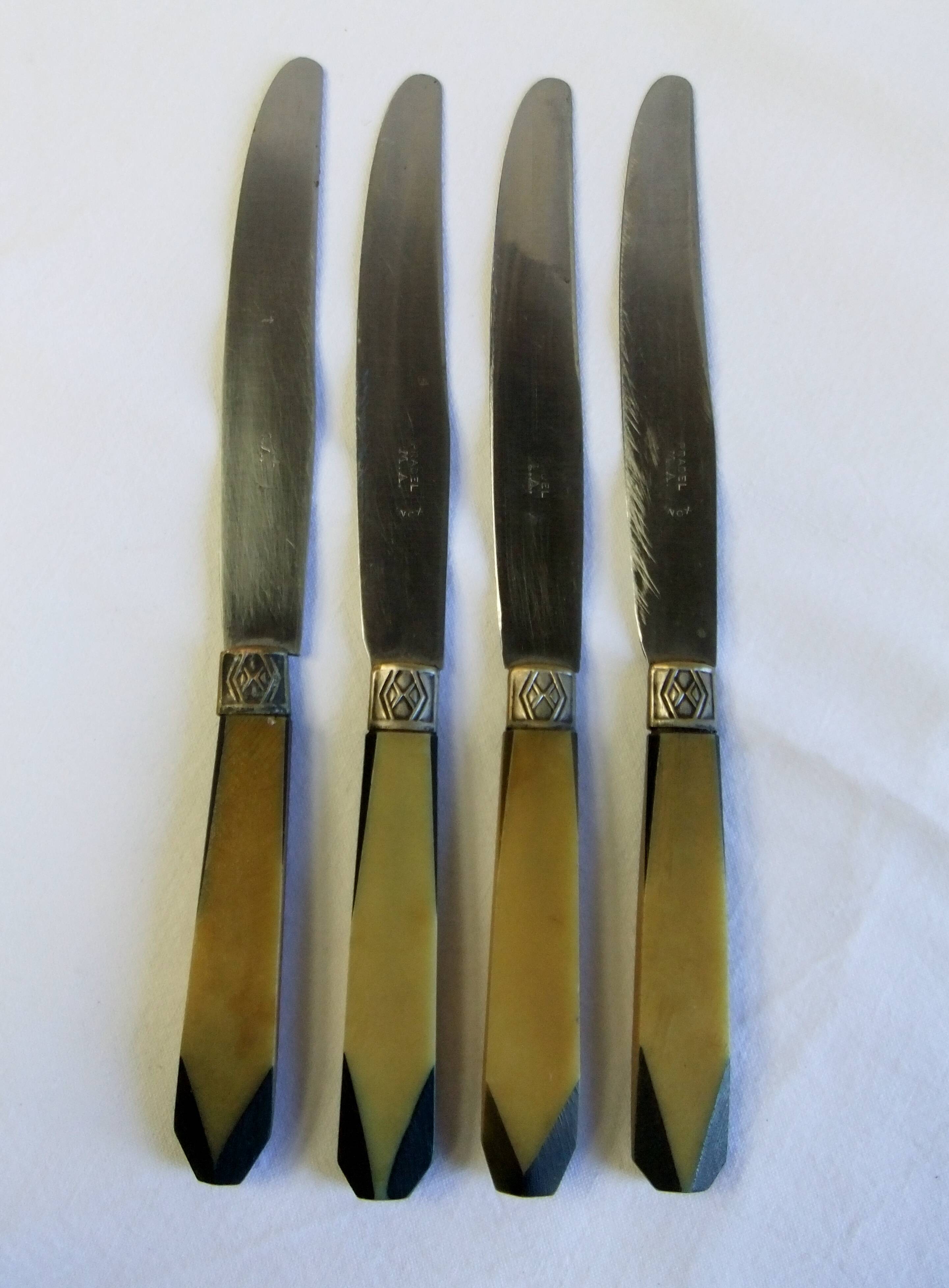 Covered table service old knives Pradel M ferrule art deco period