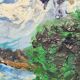Peinture à l'huile moderniste méditerranéenne sans signature, France, milieu du 20e siècle