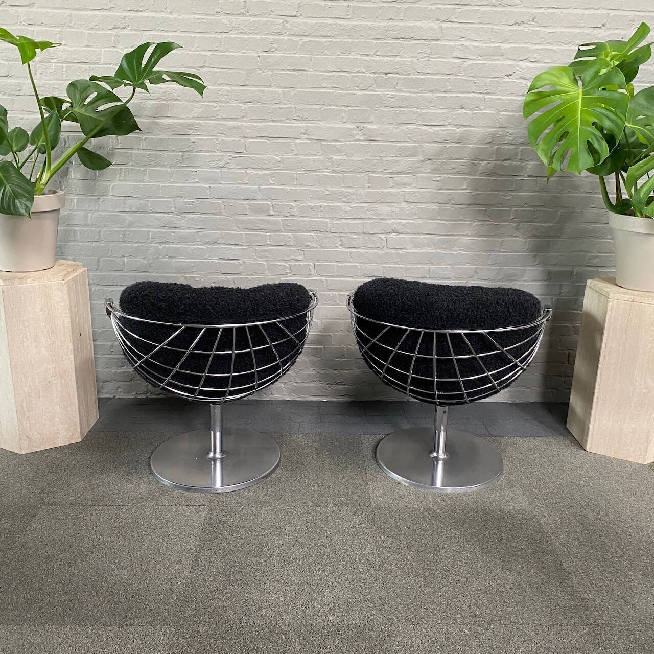 Pair atomic ball chairs by Rudi Verelst for Novalux - Belgium 1974