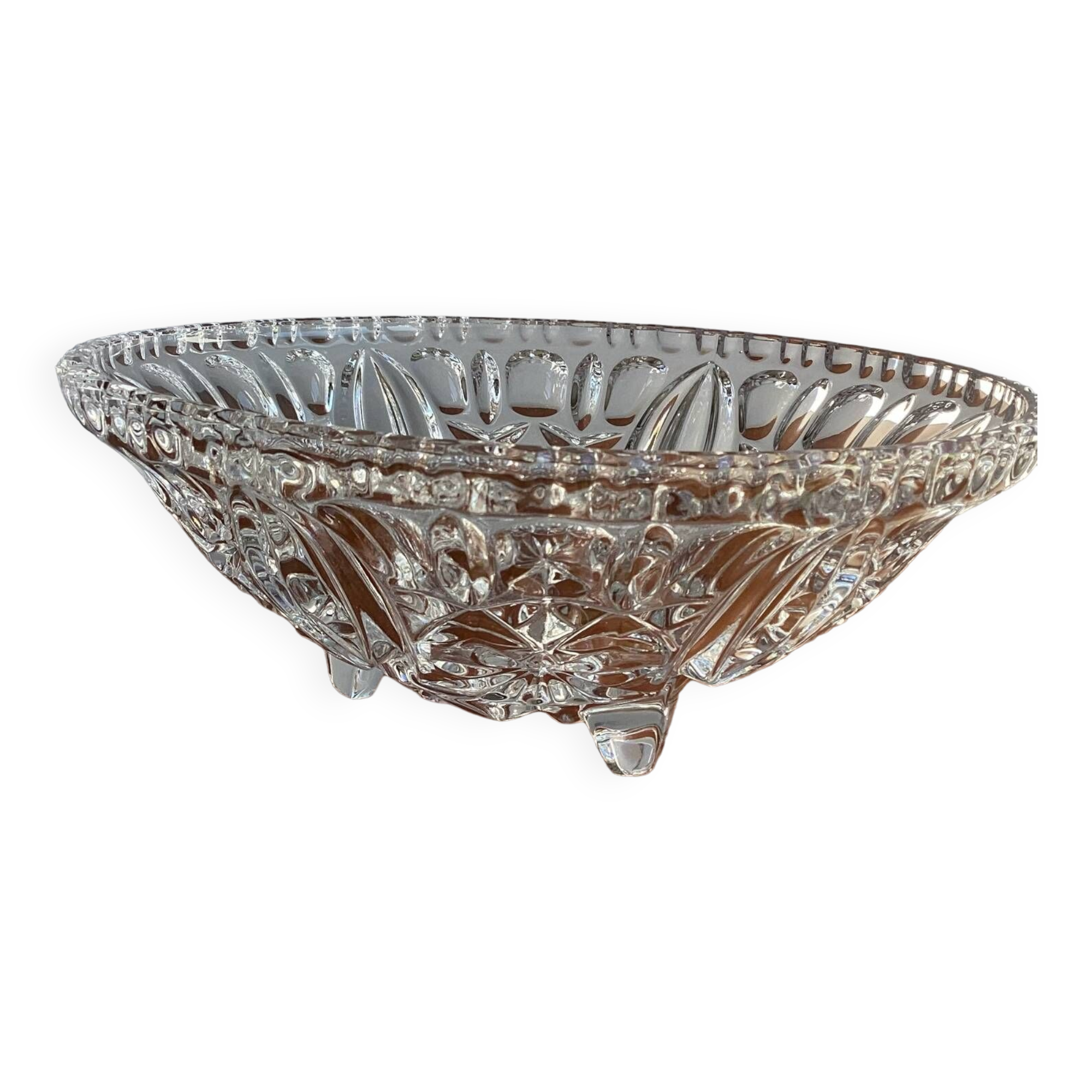 Thick glass tripod cup - vintage