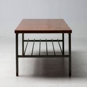 Dutch modernist coffee table with a square base and teak top, 1950s.