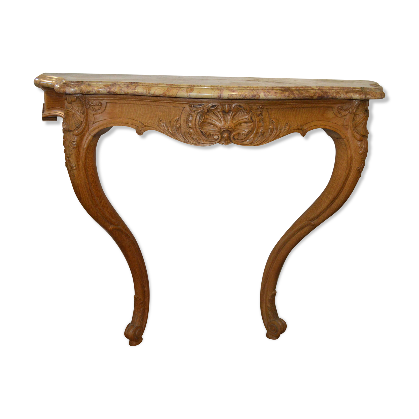 Console style Louis XV en chêne avec plateau en marbre | Selency