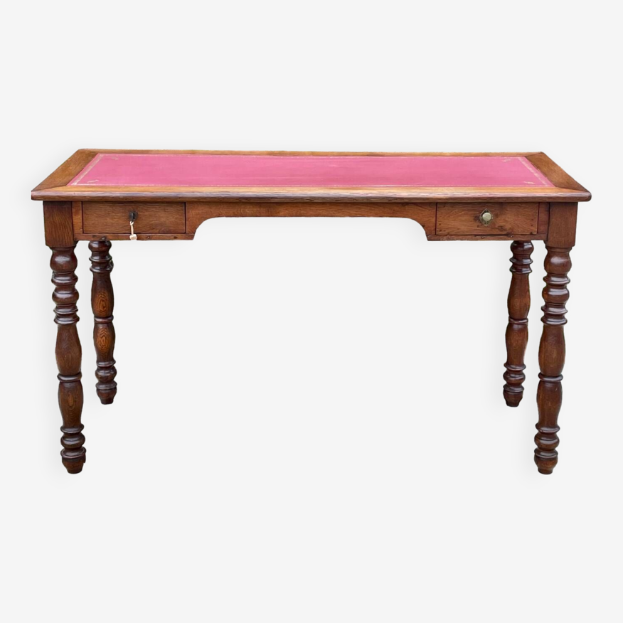 Elegant flat desk in solid oak 19th century | Selency