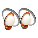 Pair of Vintage Table Lamps • Saturn • Steel and Glass • Space Age • 1960