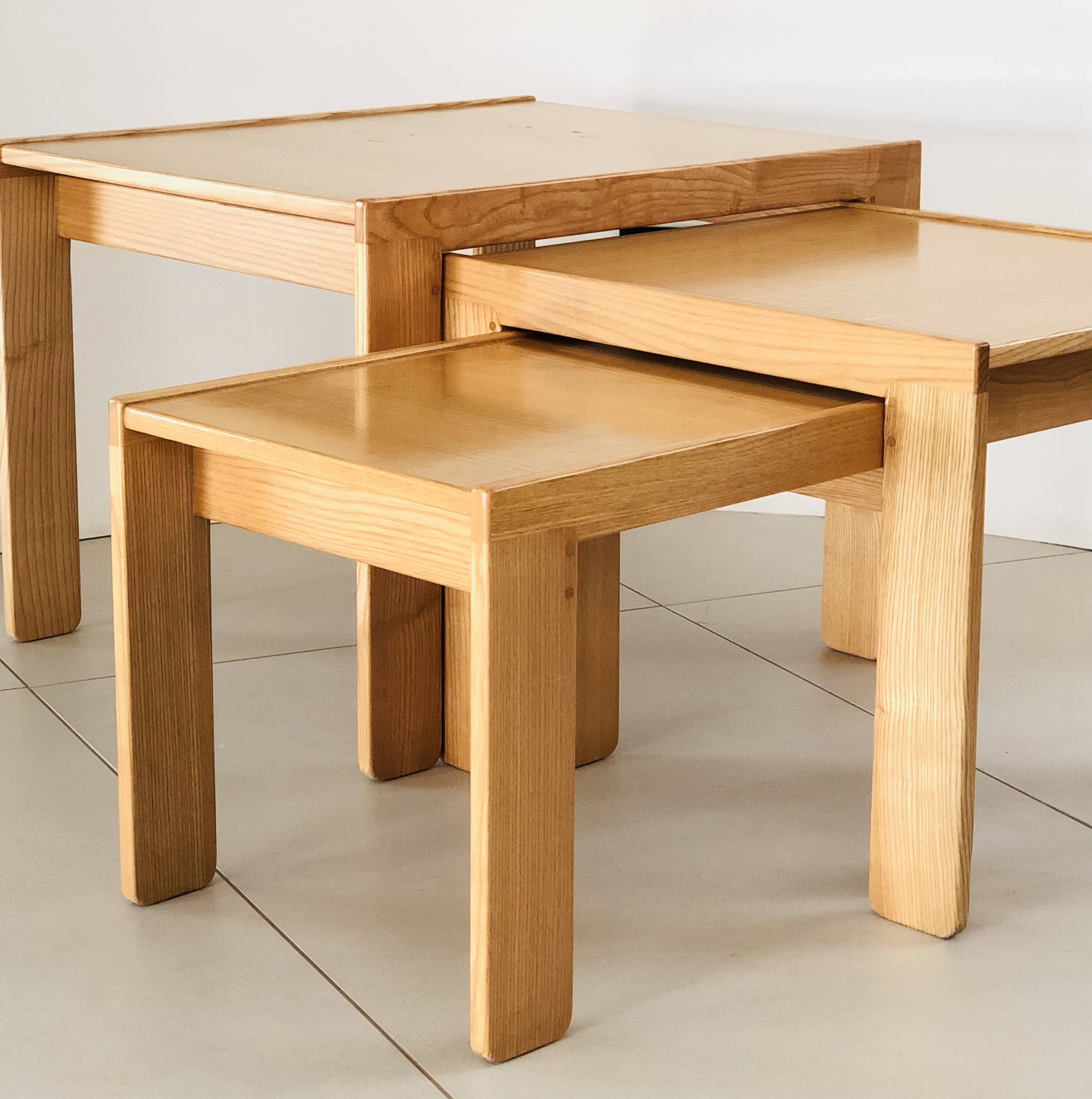 Model 777 ash nesting tables by Afra & Tobia Scarpa for Cassina, Italy 1960s