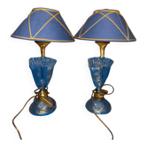 Paire de Lampes Pierre Cazenove - Sculpture Masque Anthropomorphe Bron