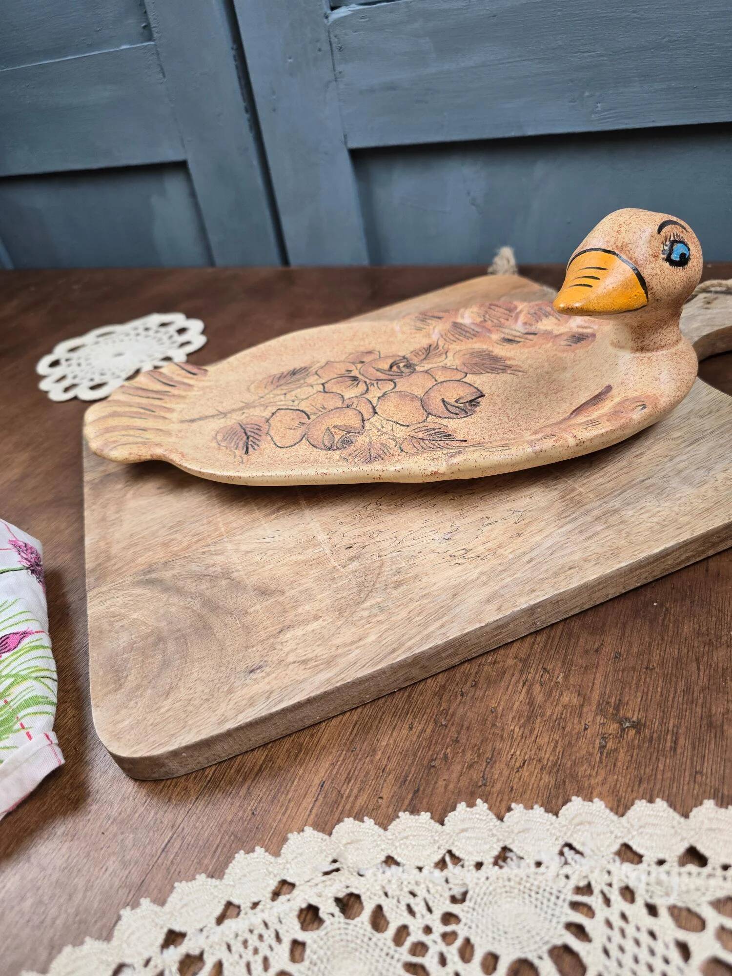 Ceramic foie gras dish from Vallauris – engraved floral decoration