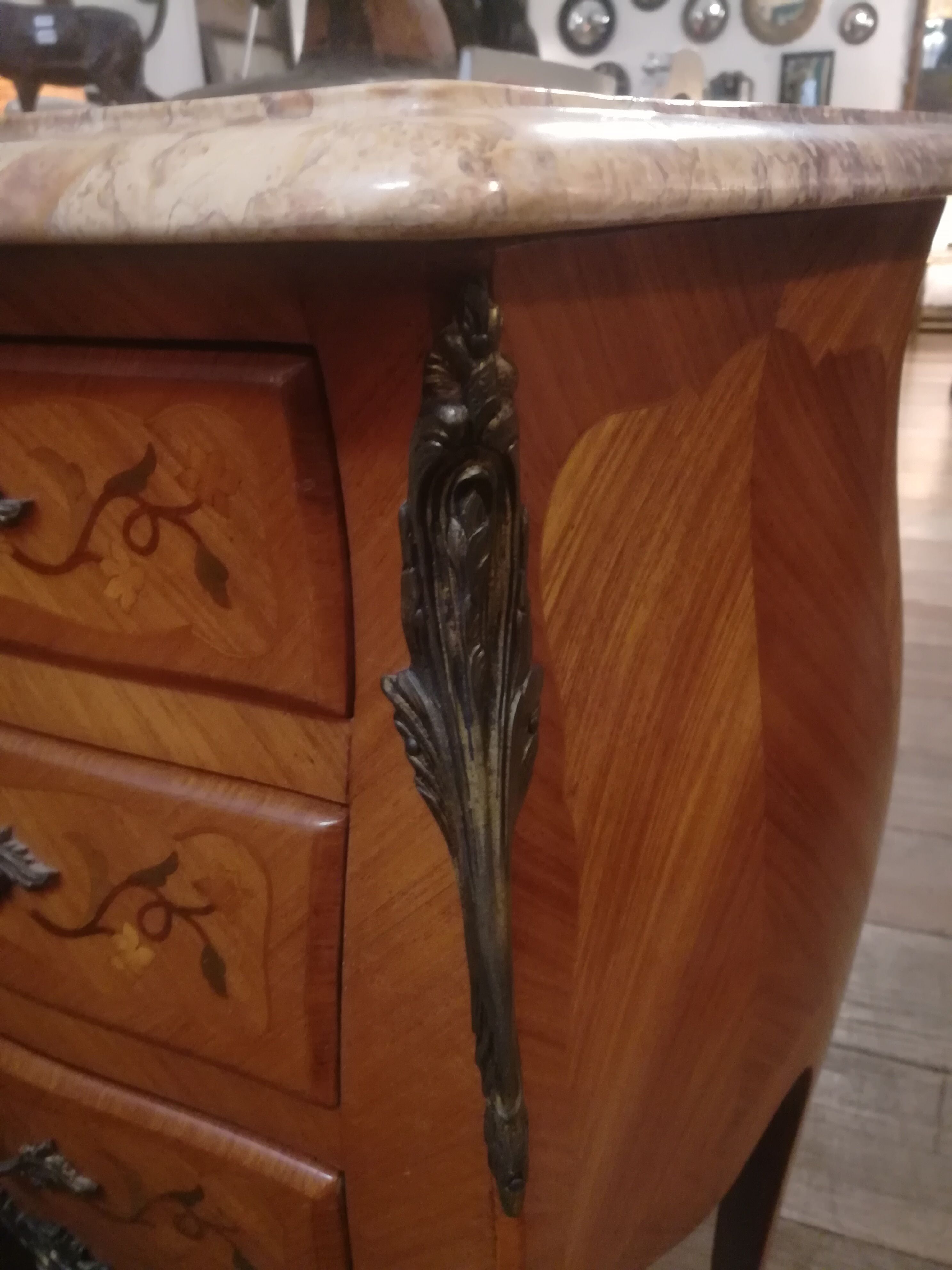 Pair of Louis XV style bedside tables in marquetry
